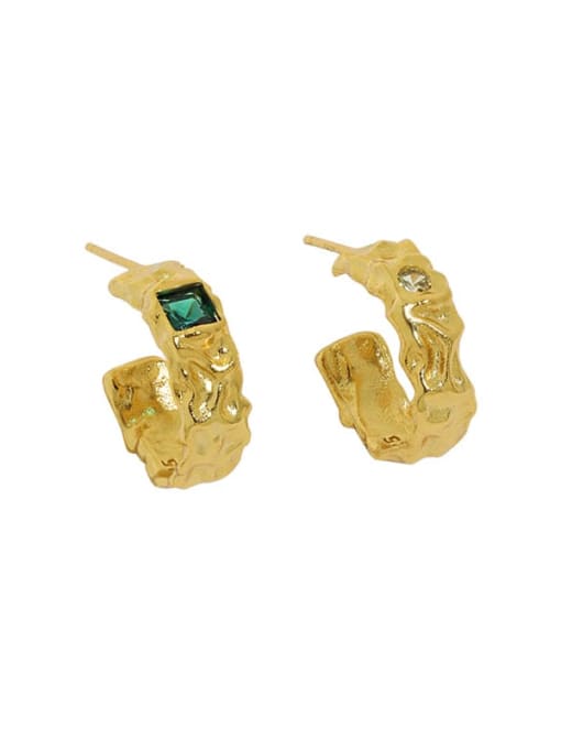 18K gold [with pure Tremella plug] 925 Sterling Silver Cubic Zirconia Geometric Minimalist Stud Earring